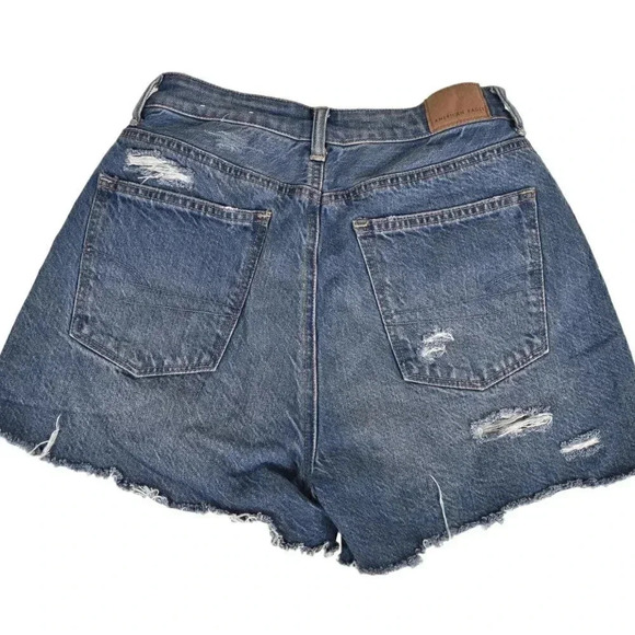 American Eagle Highest Rise Mom Jean Short Blue Denim Distressed Size 2 - Picture 7 of 14